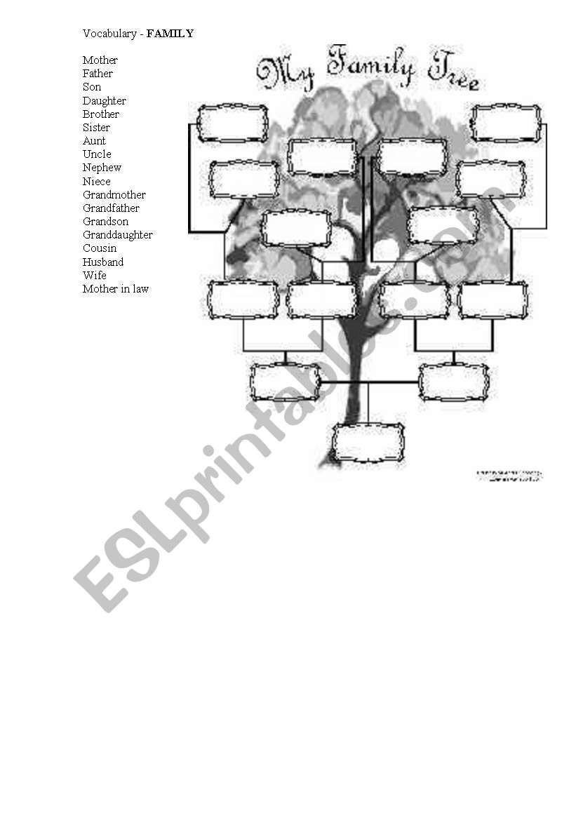 family. vocabulary worksheet