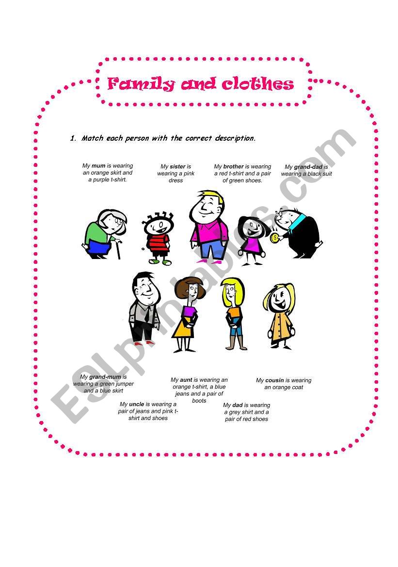 Family and Clothes worksheet