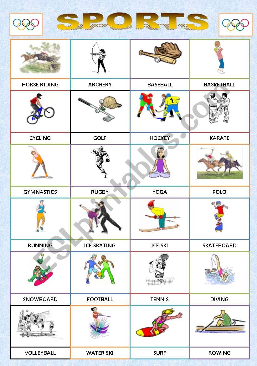 SPORTS PICTIONARY worksheet