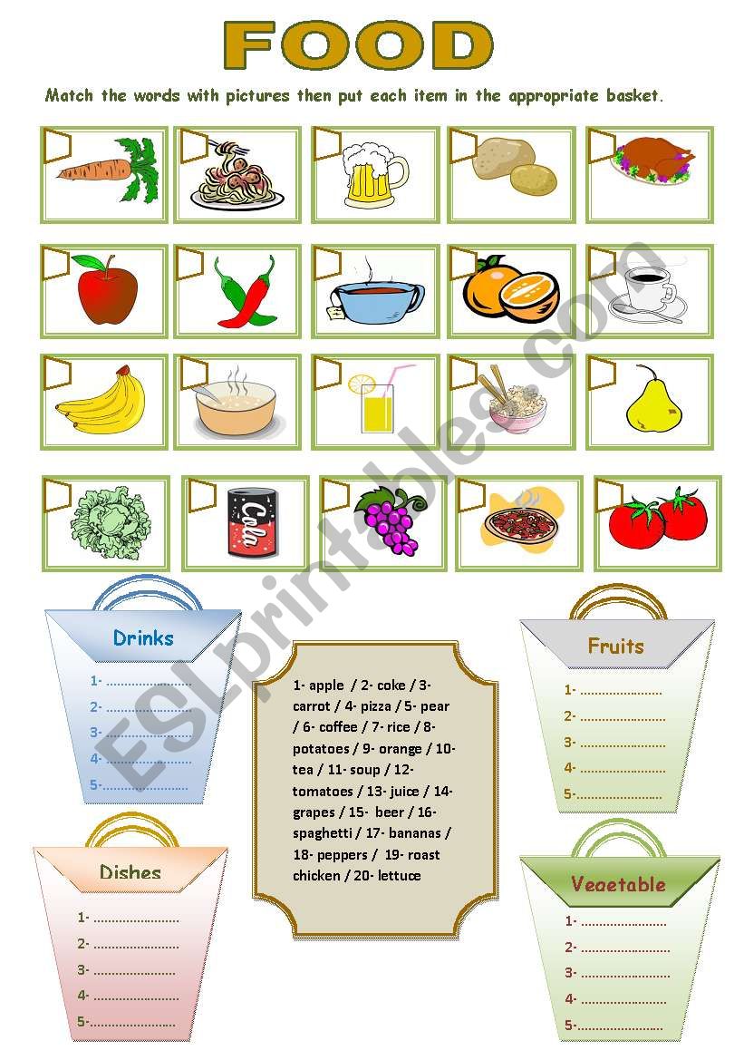 food - ESL worksheet by day-dreamer