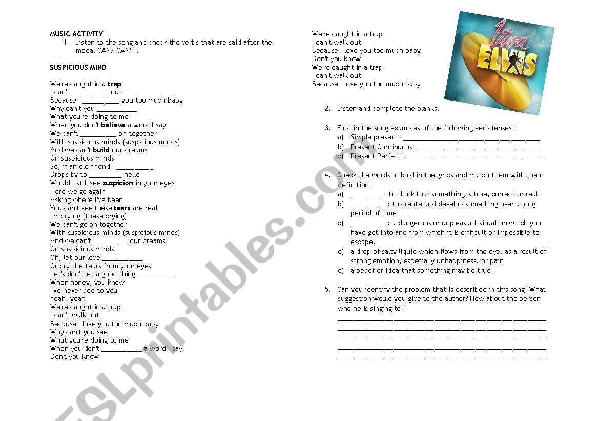 Suspicious mind - Modal verb Can + Listening