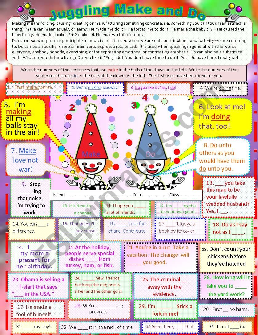 Juggling Make vs. Do Page 1 of 2