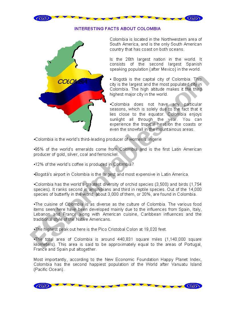Interesting Facts about Colombia 