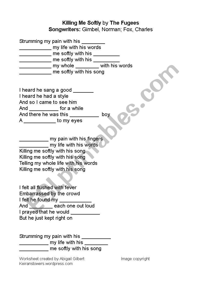 Killing Me Softly song worksheet