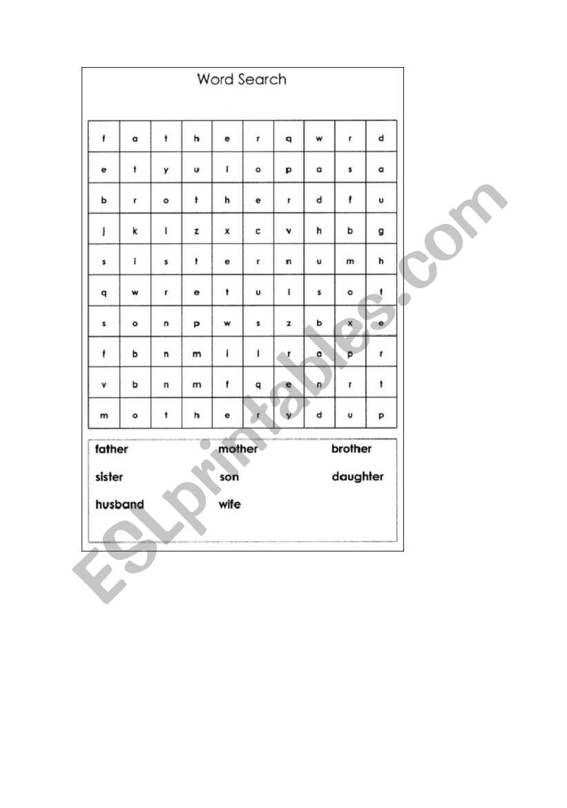 family worksheet