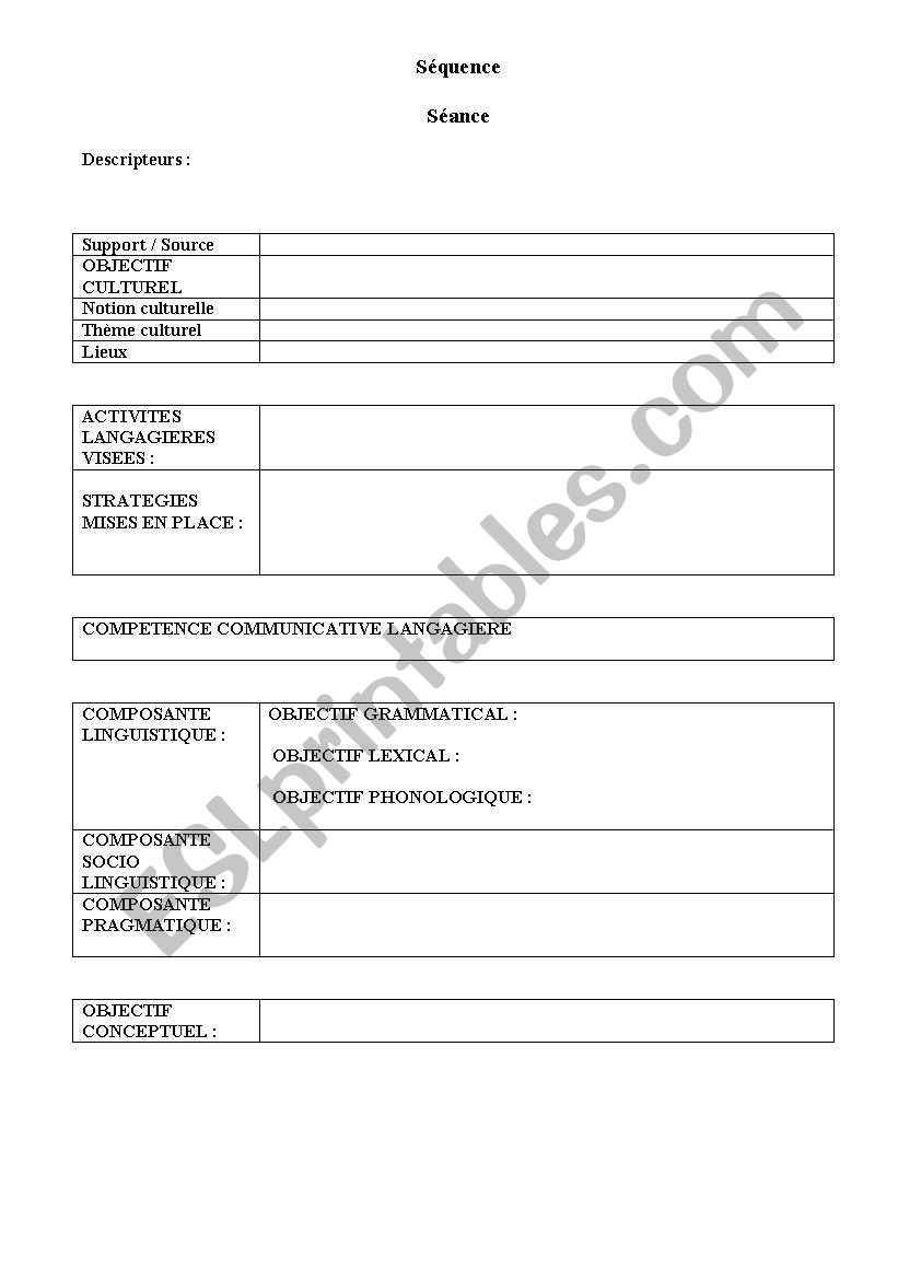 grille sequence worksheet