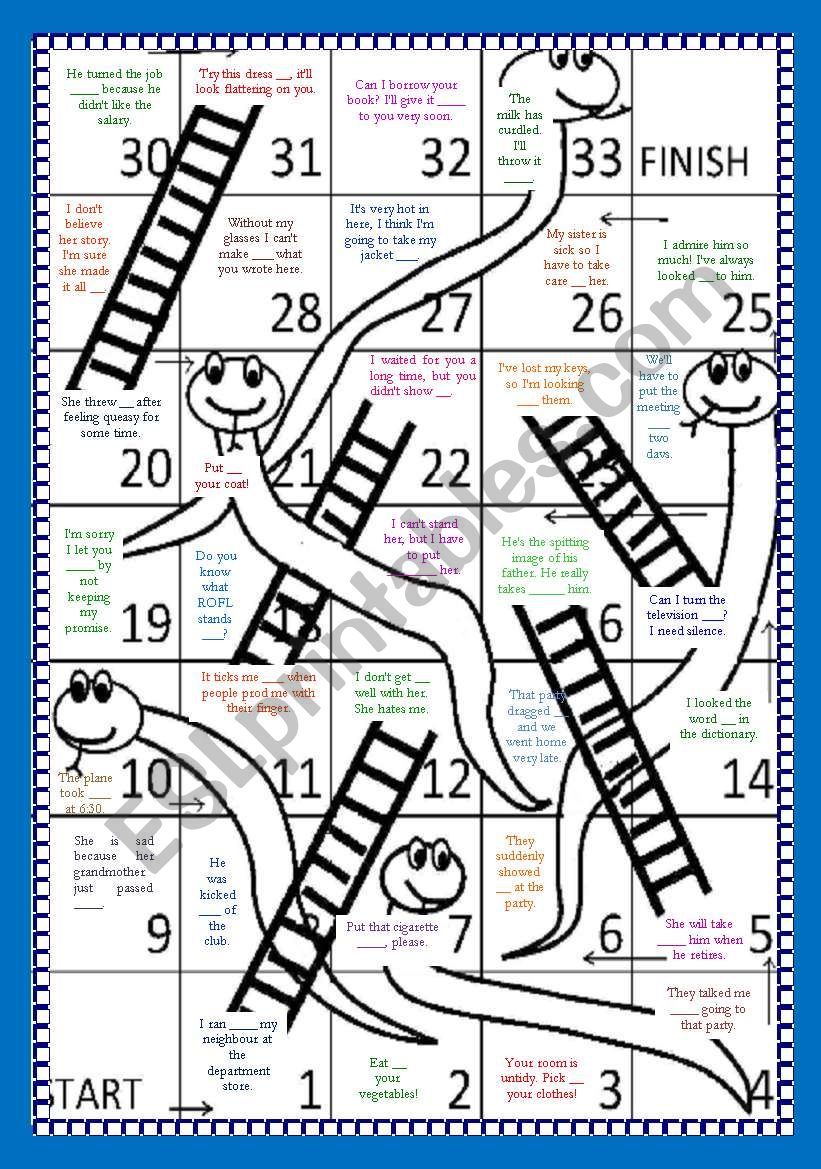 Phrasal Verbs Snake and Ladders Board Game