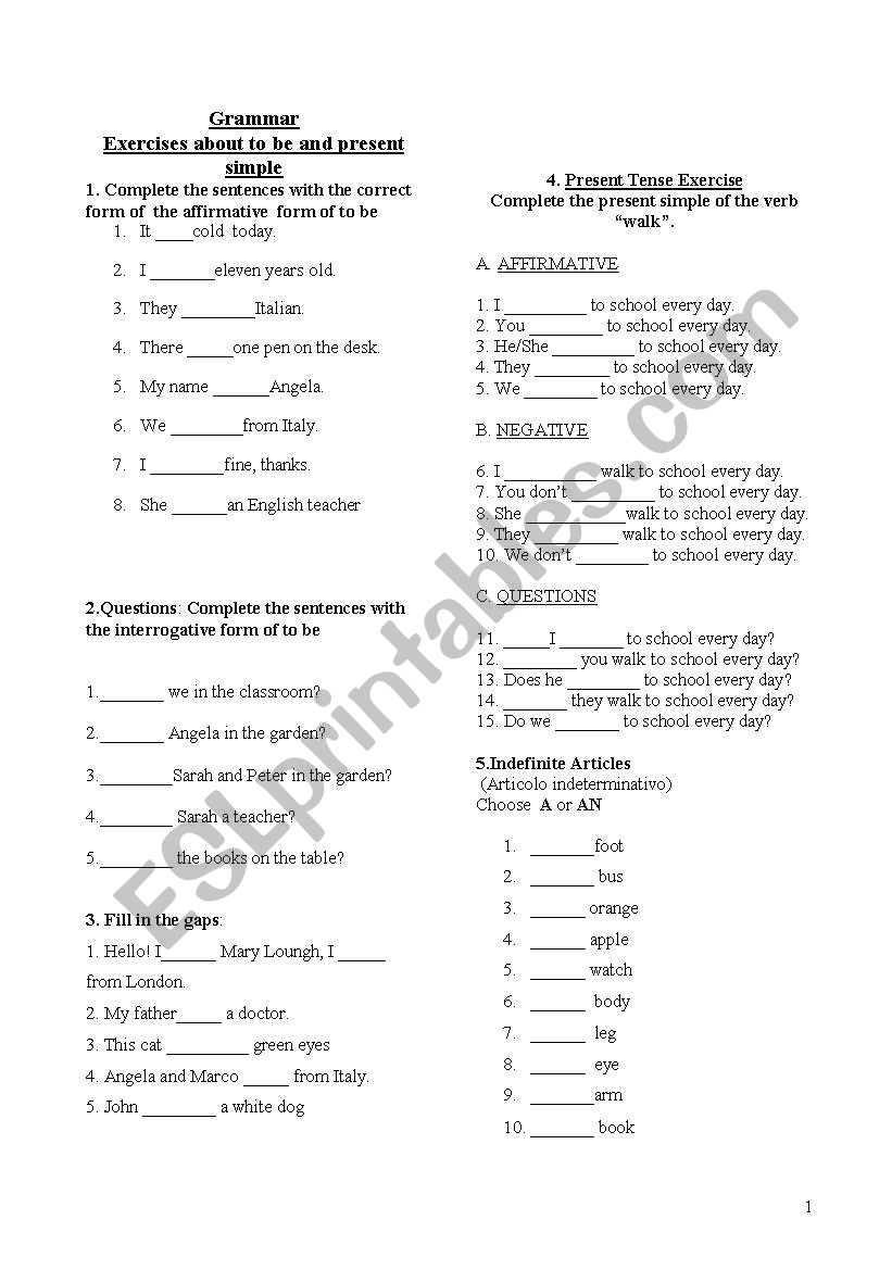 Grammar exercises worksheet