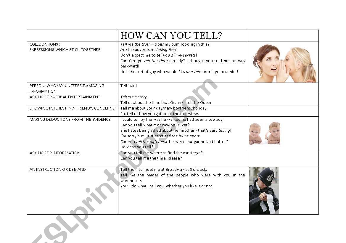 How can you tell? worksheet