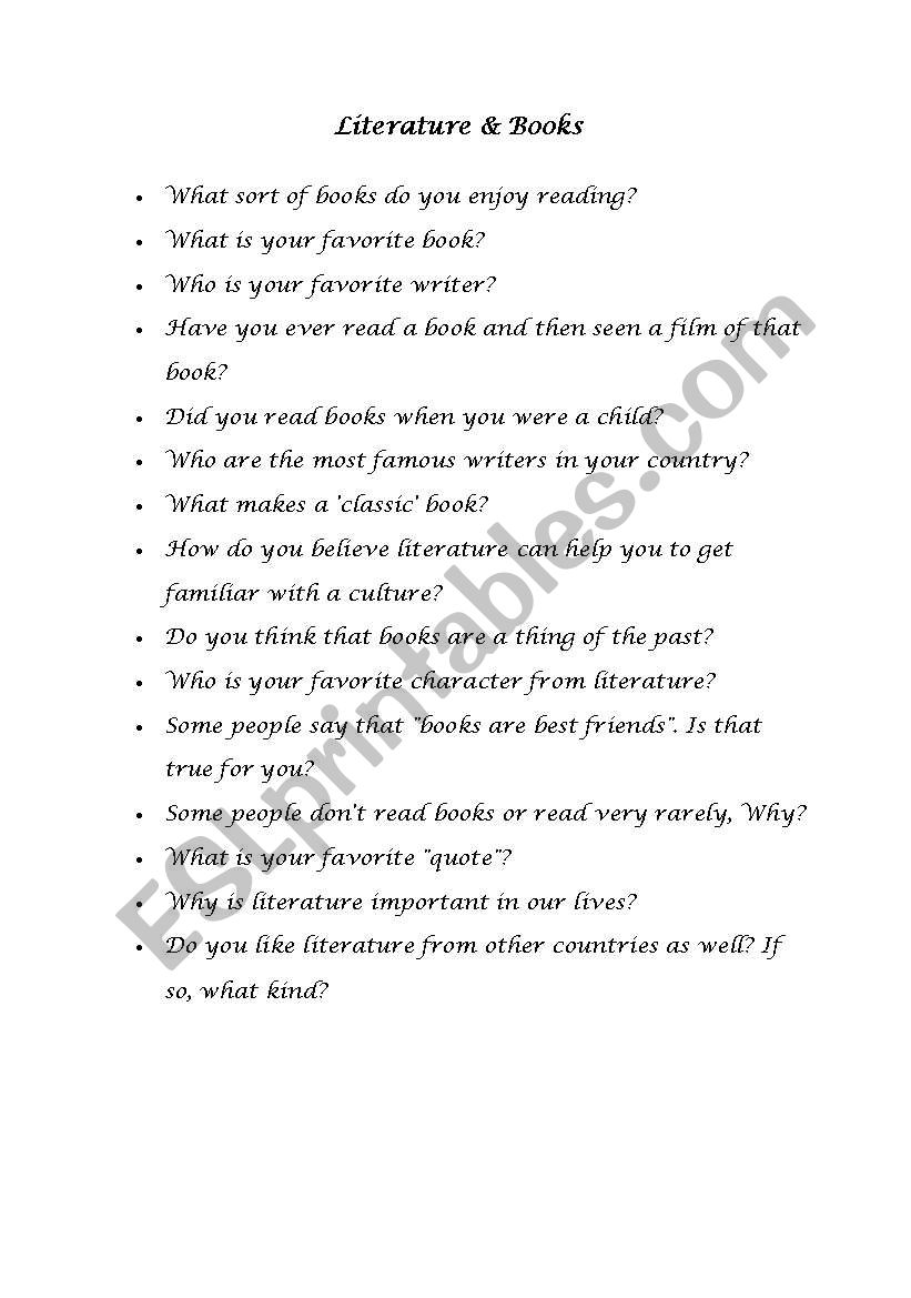 Literature-discussion worksheet