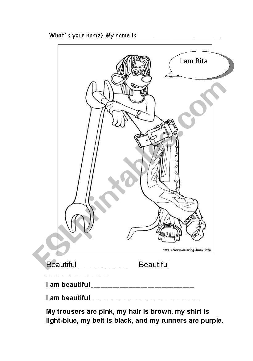 Flushed-Away-colouring-Rita worksheet