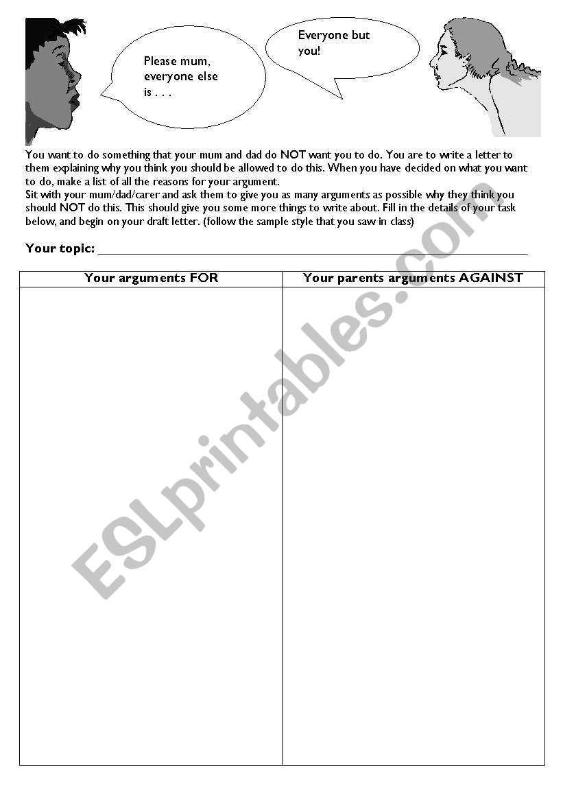 Fun persuasive task worksheet