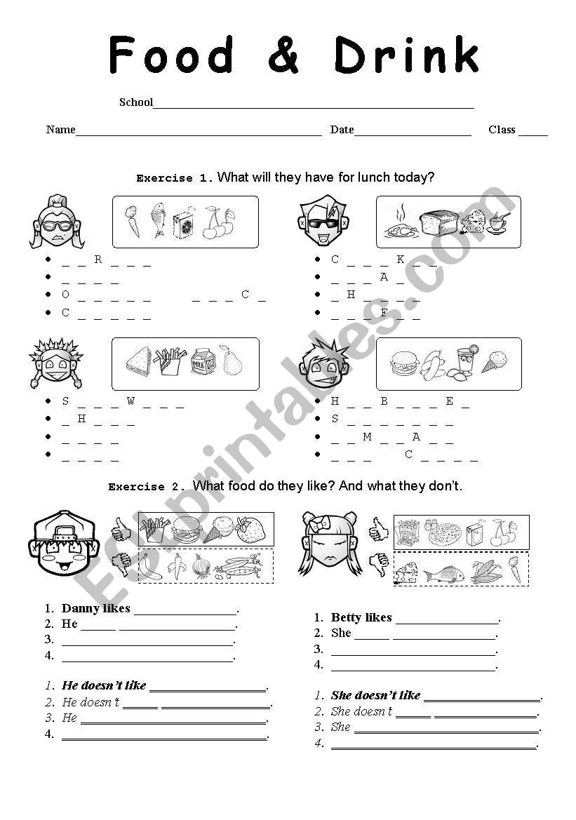 Food & Drink worksheet