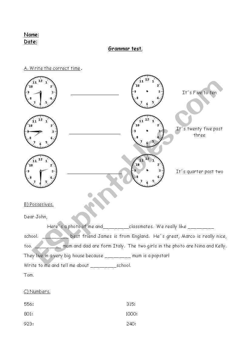 grammar worksheet