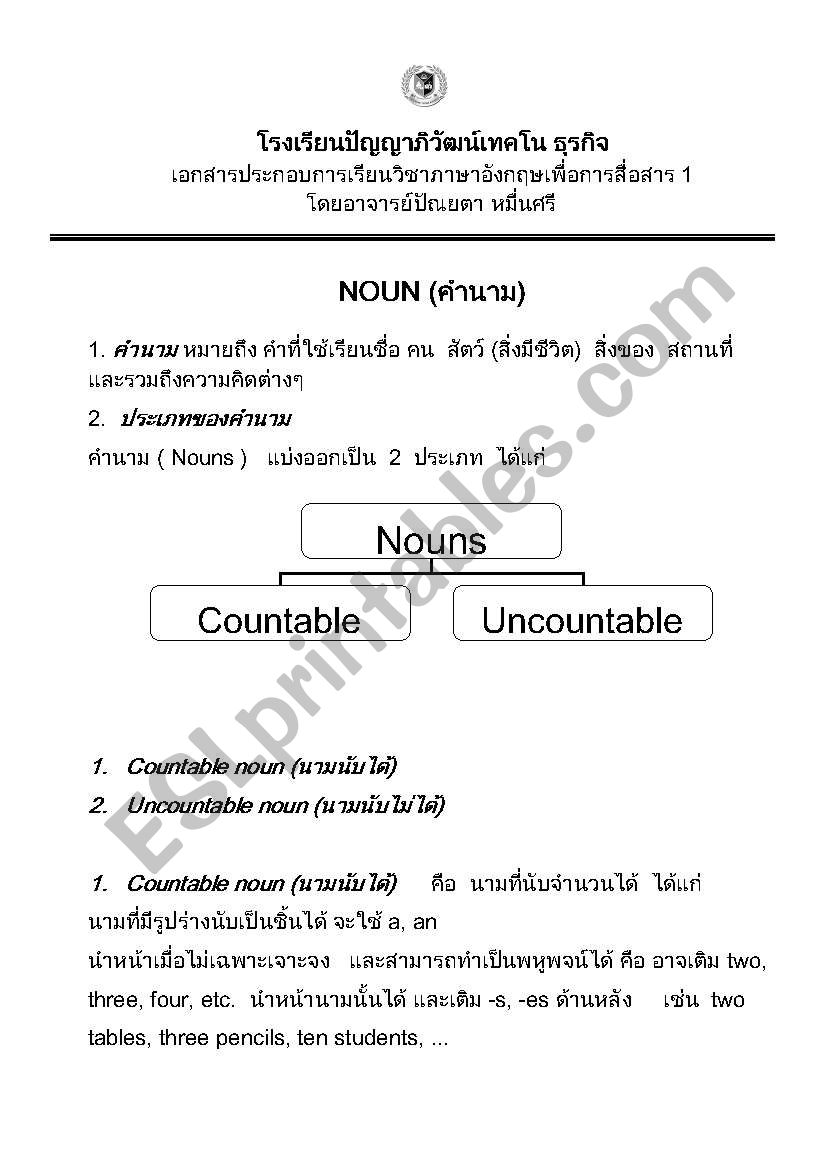 Noun worksheet