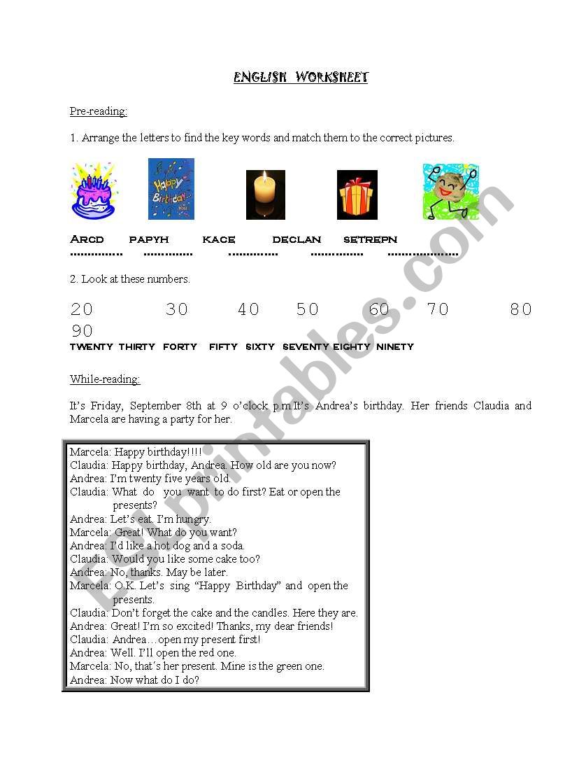 Happy birthday worksheet