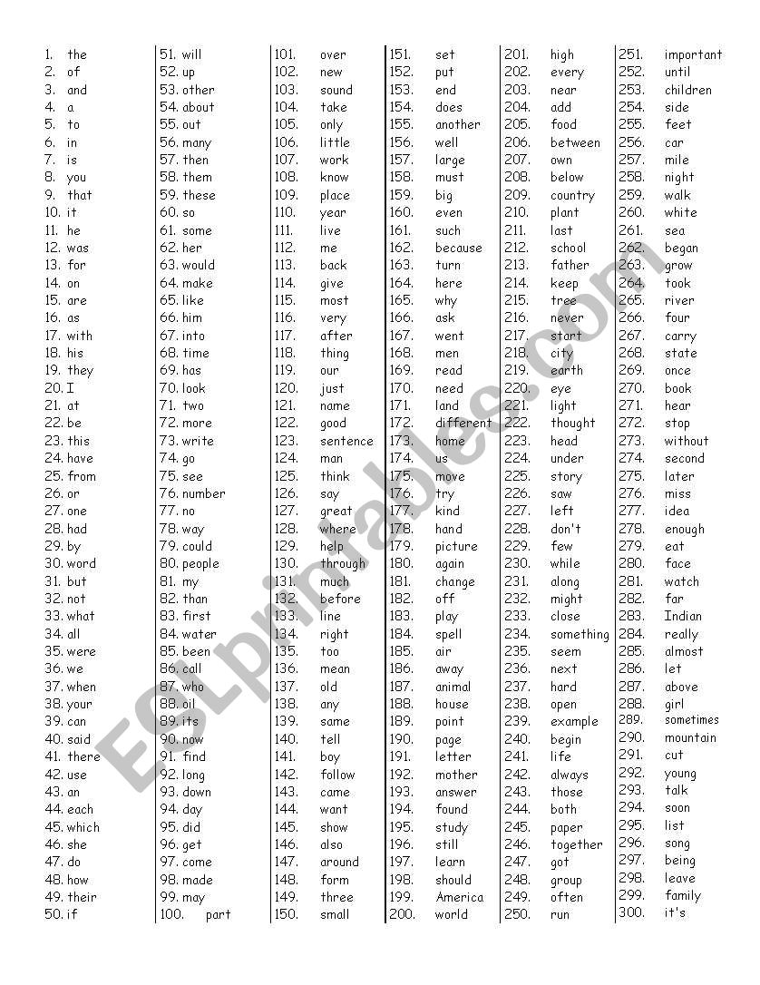 500-most-common-english-words-esl-worksheet-by-rmiller