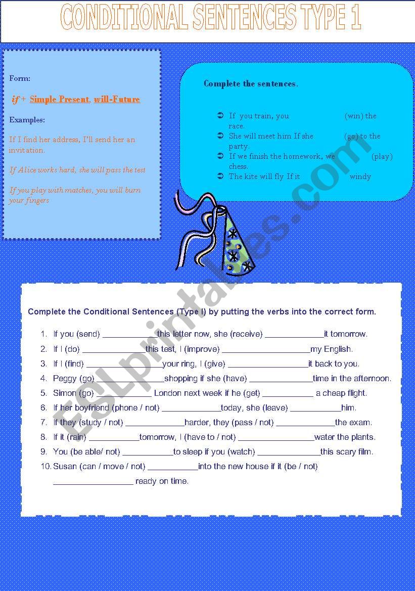 CONDITIONAL SENTENCES TYPE 1 worksheet