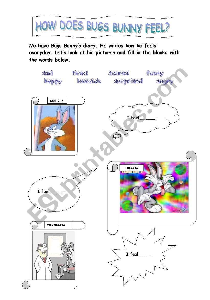 How does Bugs Bunny feel? worksheet