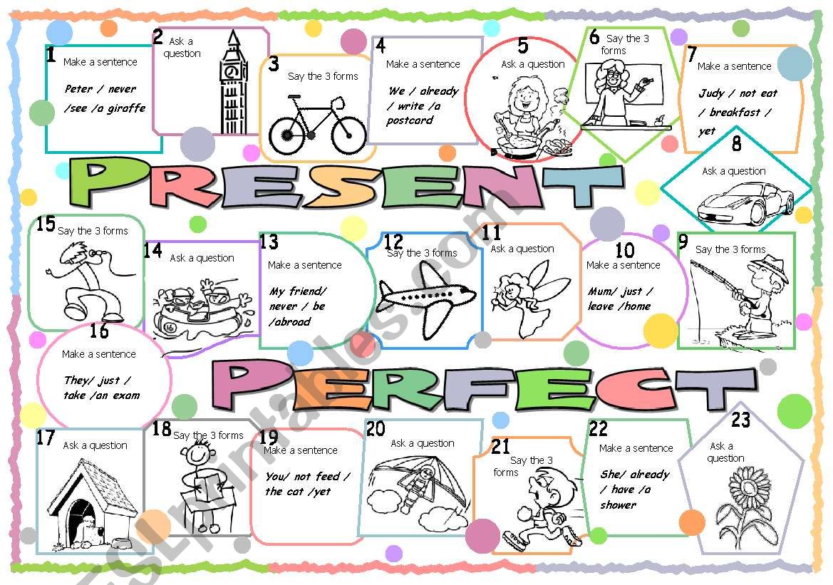 Present Perfect boardgame worksheet