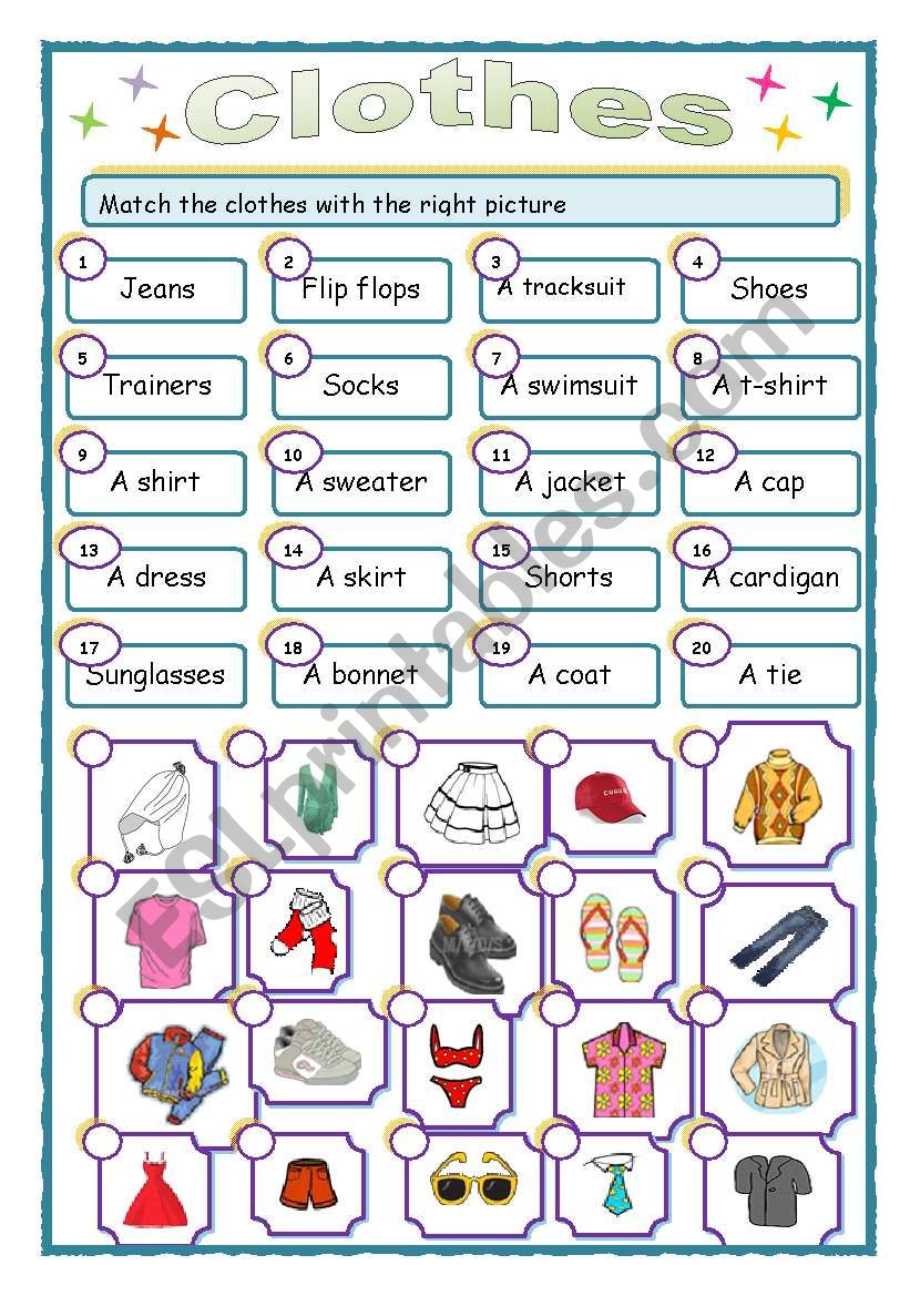 Clothes worksheet