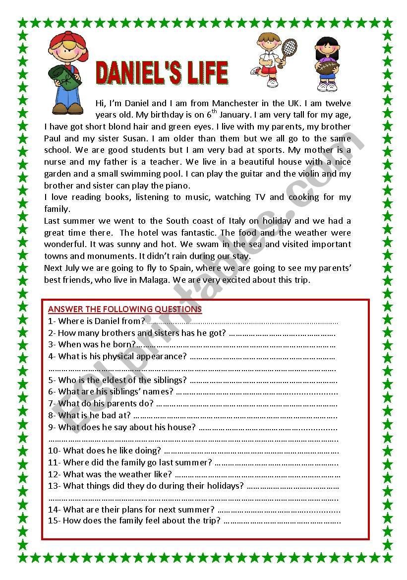 READING FOR BEGINNERS WITH LOTS OF QUESTIONS AND GRAMMAR EXERCISES (2 PAGES) YOLANDA