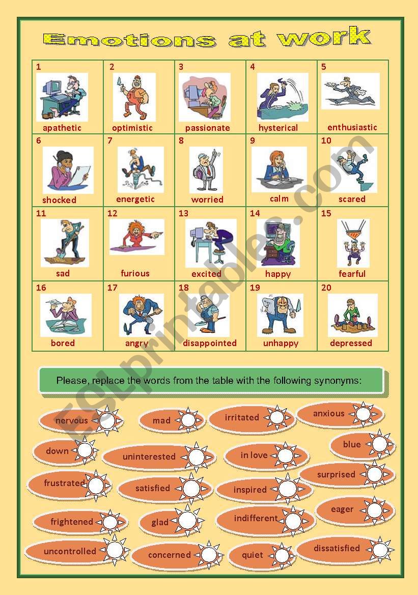 Emotions at Work worksheet