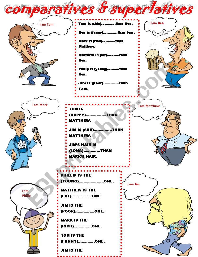 COMPARATIVES AND SUPERLATIVES worksheet