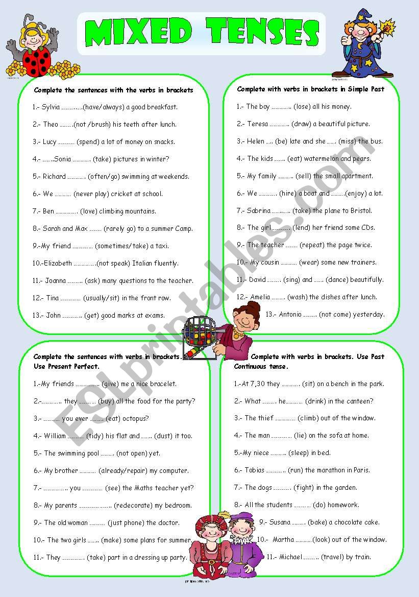 Mixed Tenses Story Worksheets
