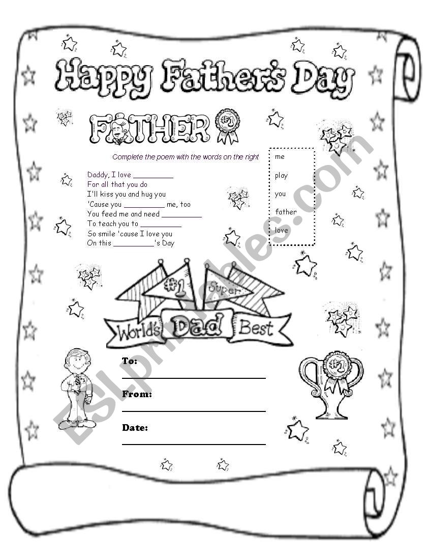 FatherÂ´s Day Poem worksheet