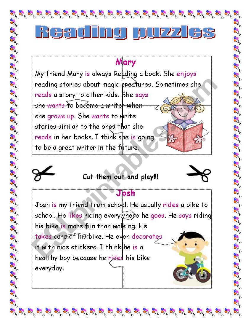 Puzzle readings worksheet