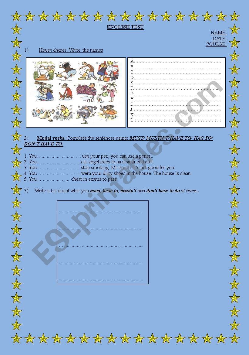 Household Chores worksheet