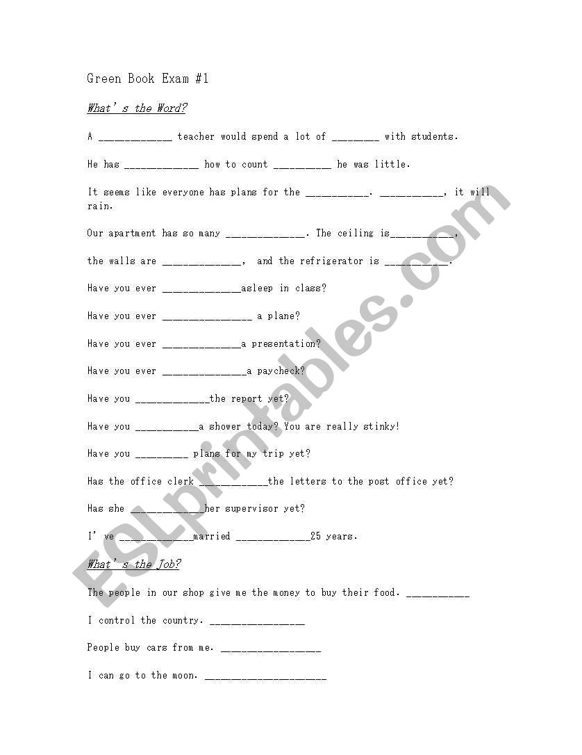 SIDE BY SIDE 1 EXAM worksheet