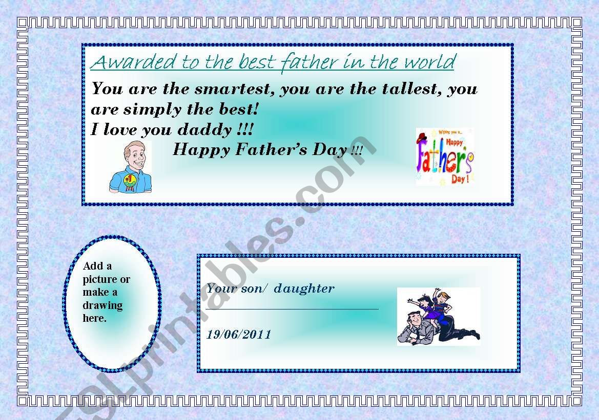 HAPPY FATHERS DAY AWARD worksheet