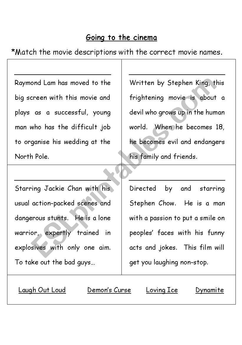 Going to the Cinema worksheet