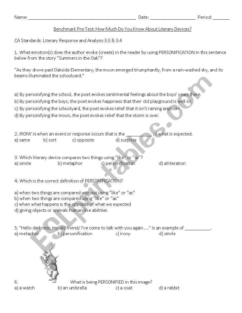 Literary Devices (Figurative Language) Quiz