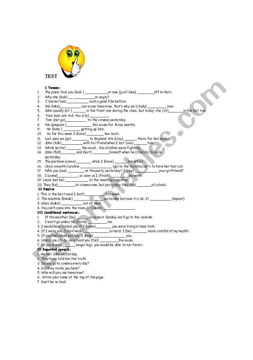 tenses, passives, conditionals and reportedspeech