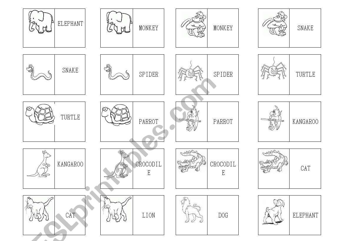 Animals Dominoe worksheet