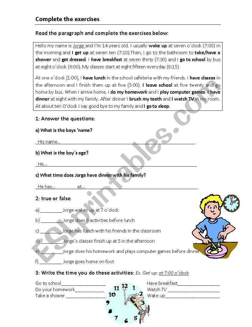 Present simple  worksheet