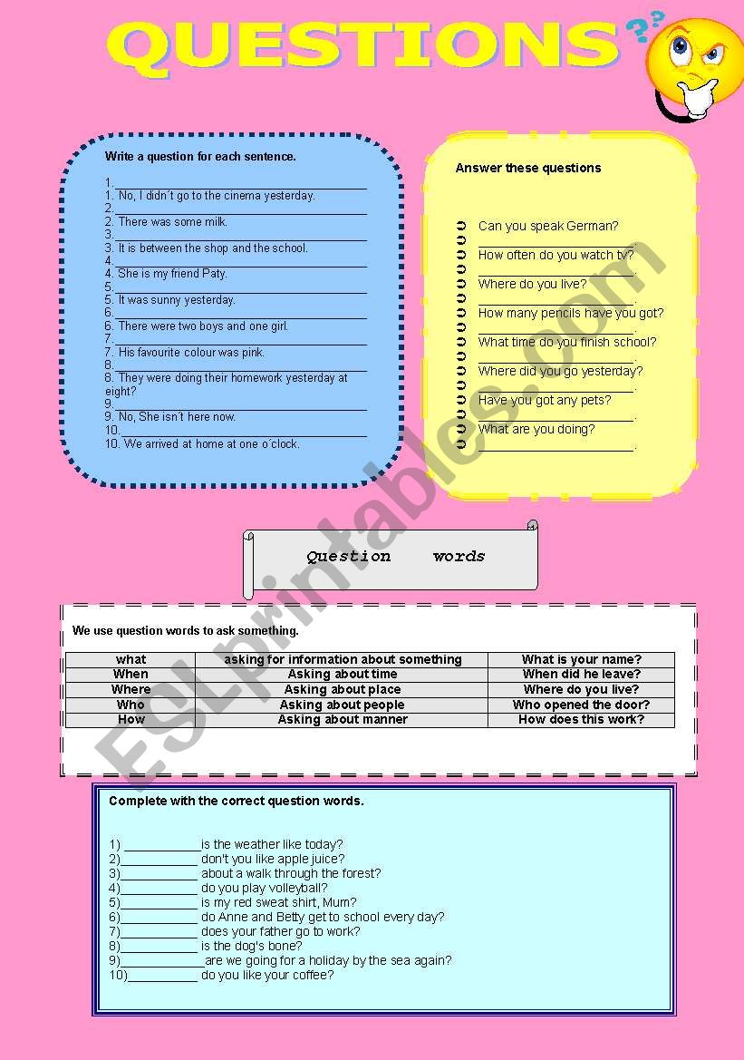 QUESTIONS worksheet