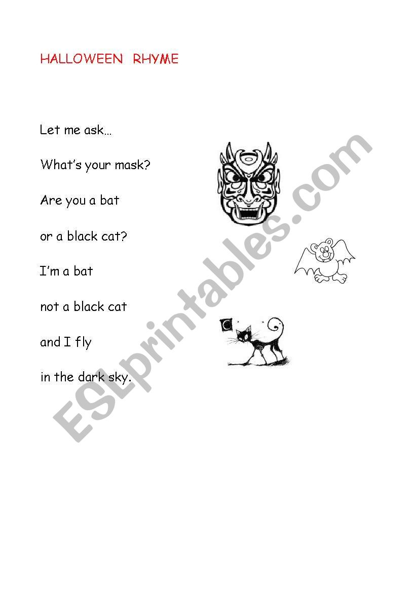 Halloween Rhyme worksheet