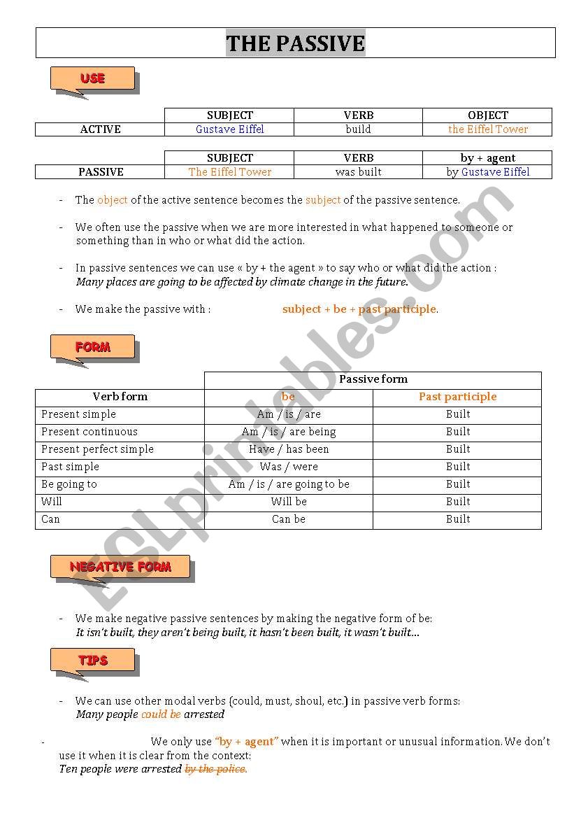 The Passive worksheet