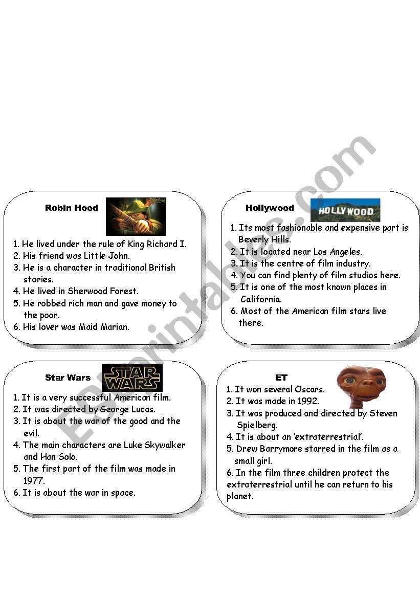 Boardgame  cards 5 worksheet
