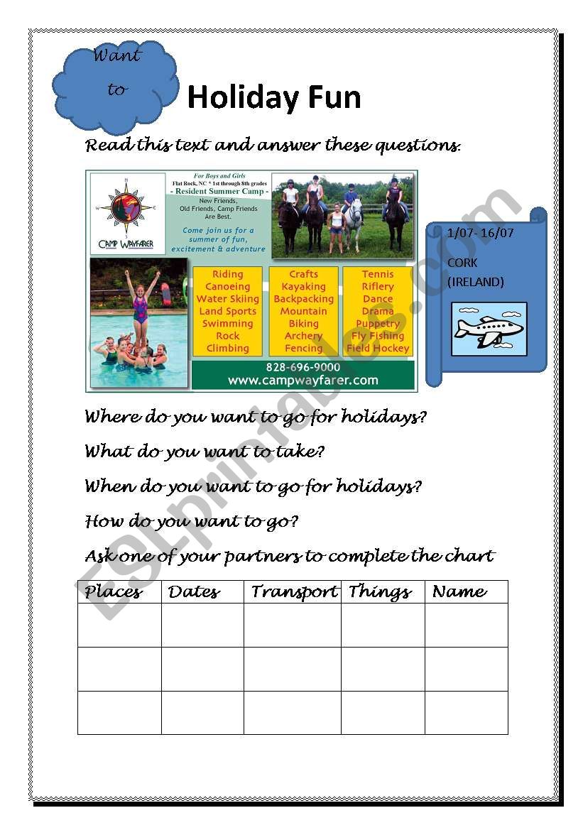 holiday fun worksheet