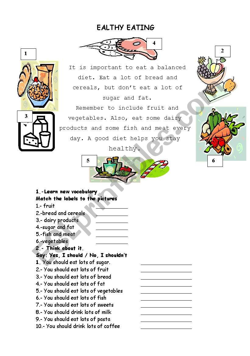 Healthy Eating worksheet