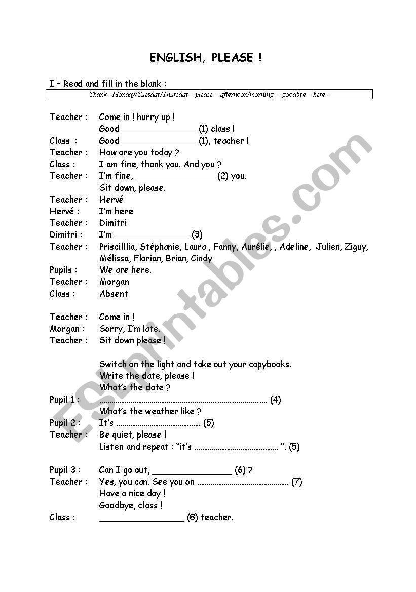 BACK TO SCHOOL worksheet