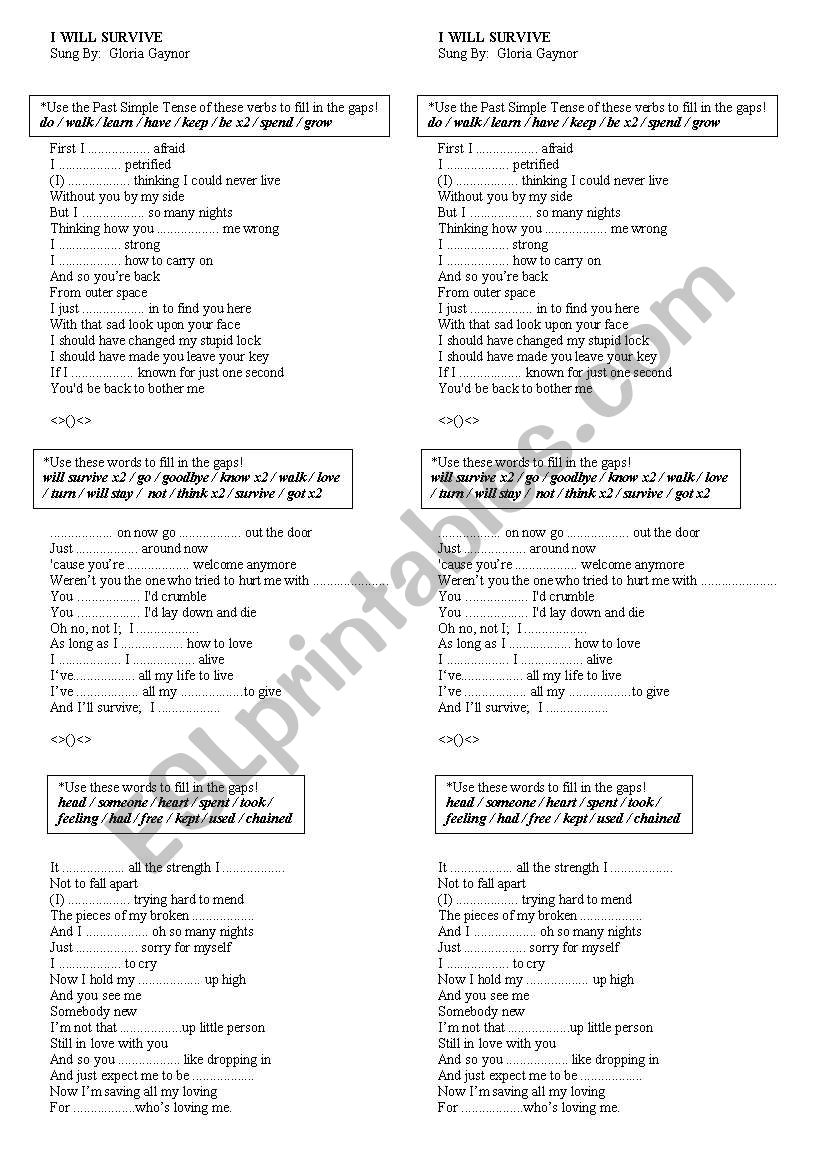 I Will Survive - song worksheet