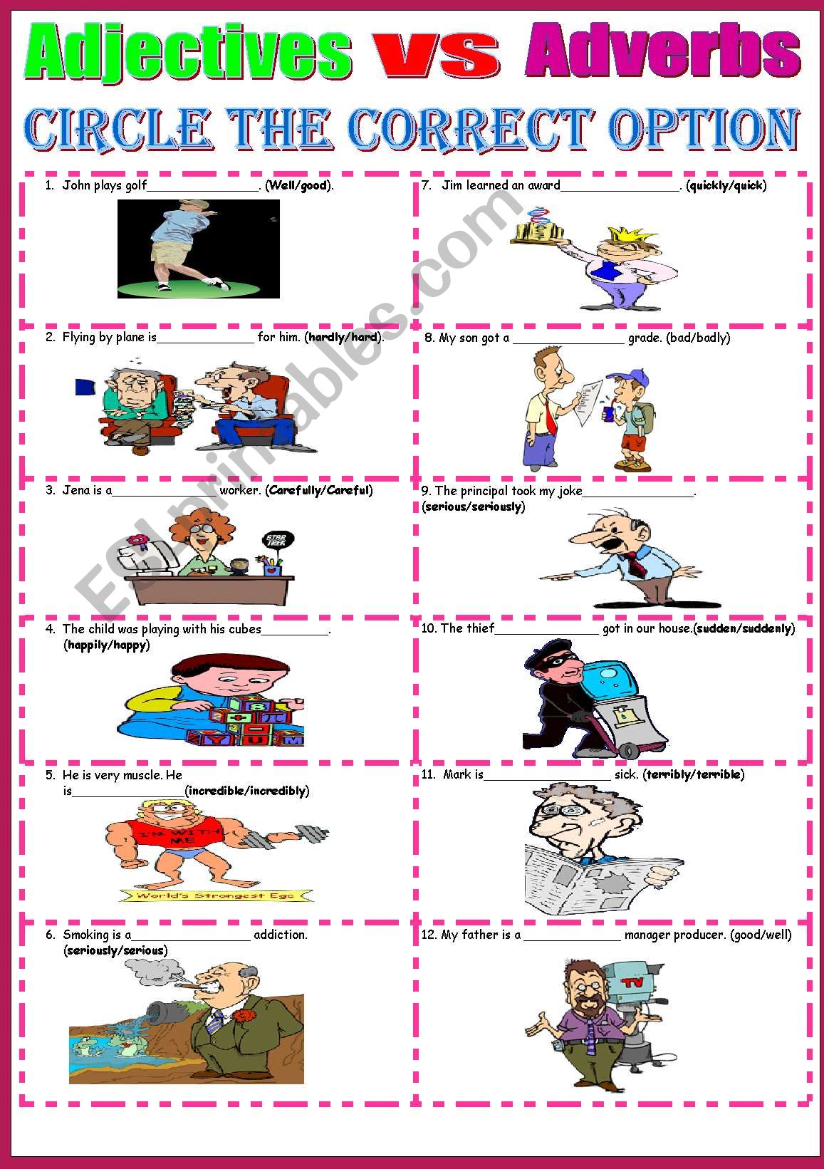 adverbs adjectives worksheet