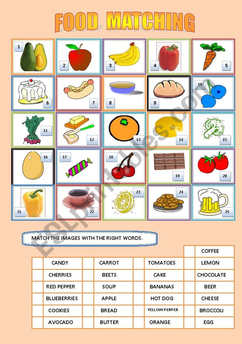 FOOD MATCHING worksheet