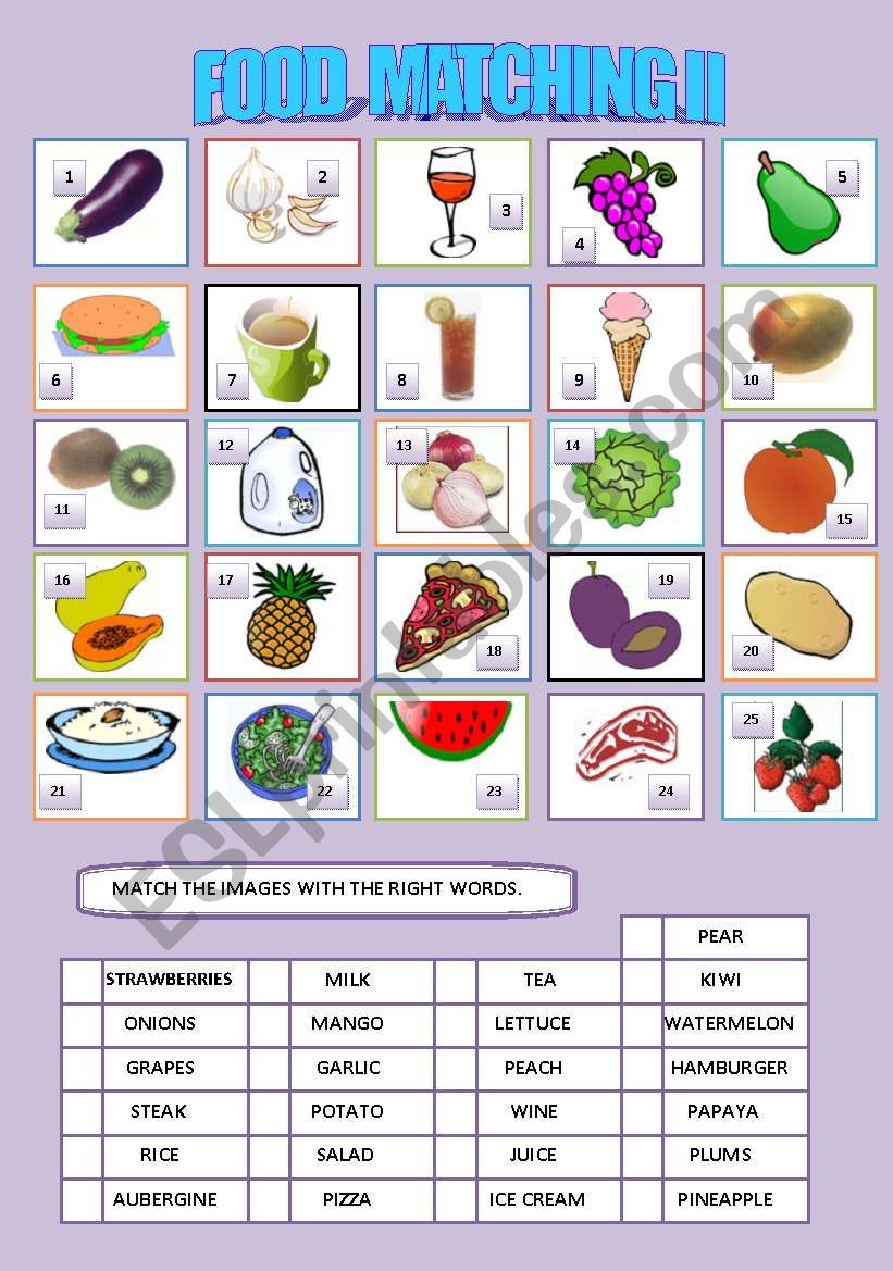 FOOD MATCHING II worksheet